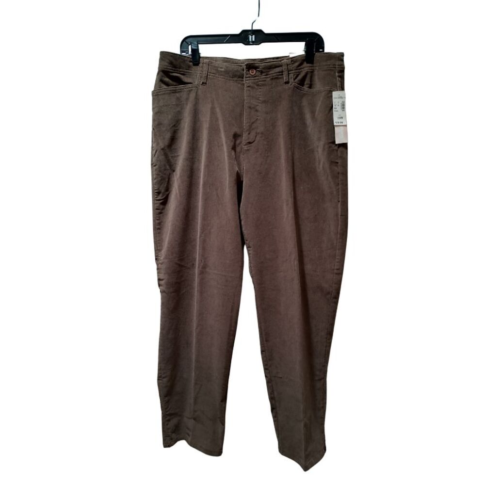 Dress Barn Corduroy Pants Women’s 16W Brown Straight Leg Stretch 34x29.5